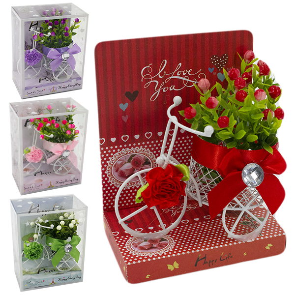 Цветы искусственные в фигурном горшке (13*10см)