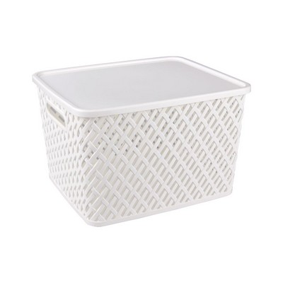 Корзина "Плетенка" 350х290х225 с крышкой (белый)(то)
