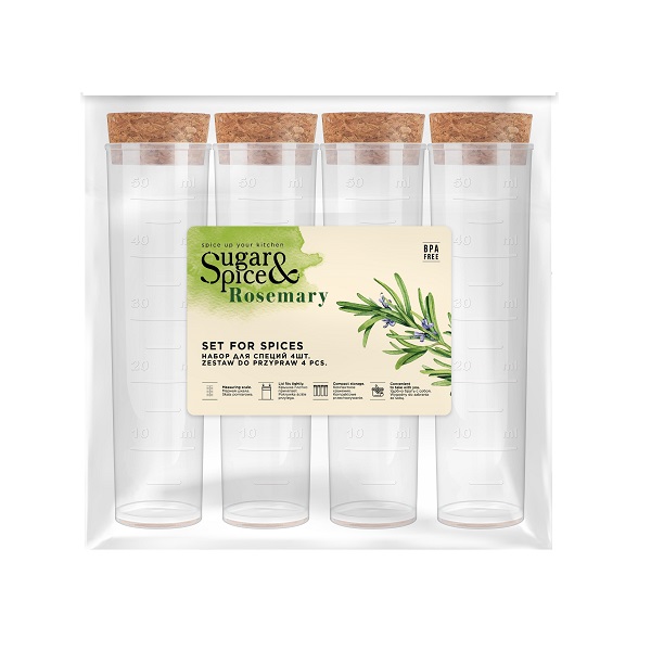 Набор для специй Rosemary 4 шт с пробковыми крышками (то)