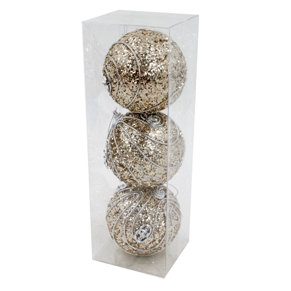 Шарики елочные 8см набор 3шт 