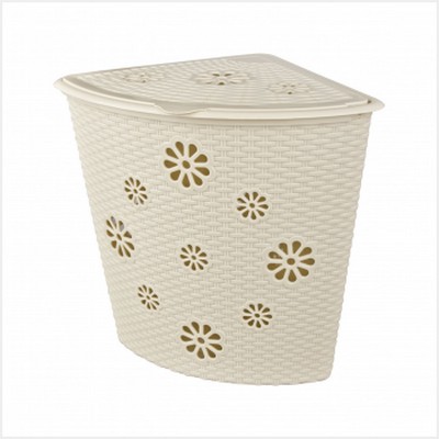 Корзина для белья "Плетенка" 45л угловая (слоновая кость)(то)