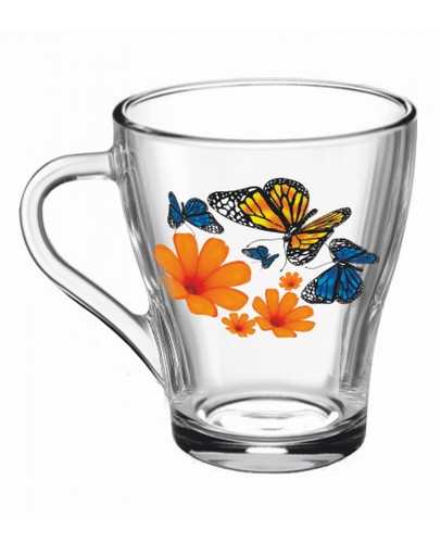 Кружка "Бабочки и оранжевые цветы" серия  "Грация" 250 мл