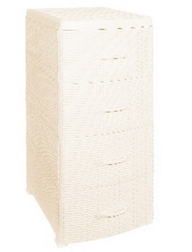 Комод 4-х секц без декора "Ротанг" (слоновая кость) 38х48х94см