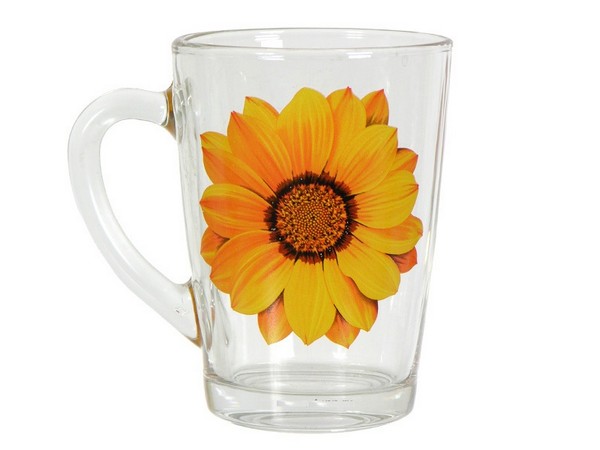 Кружка  300 мл "Капучино"  Георгин желтый