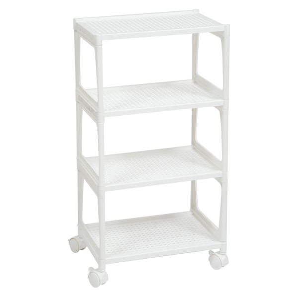 Этажерка "Лофт" MINI 4-х ярусная на колесах (белая) (то)
