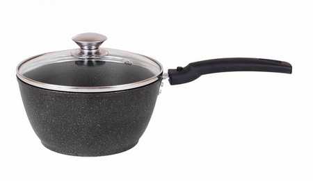Кастрюля 1,5л со съемной ручкой, со стеклянной крышкой, АП (темный мрамор)