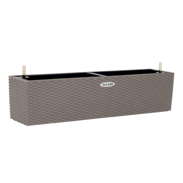 Кашпо прямоугольное RATTAN 12литров OLA DOM (серый)