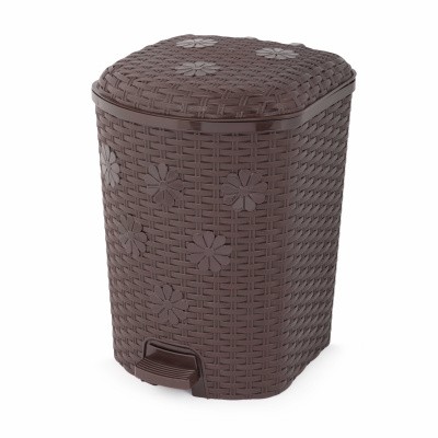 Контейнер для мусора с педалью 12л "Плетенка" (Венге)(то)