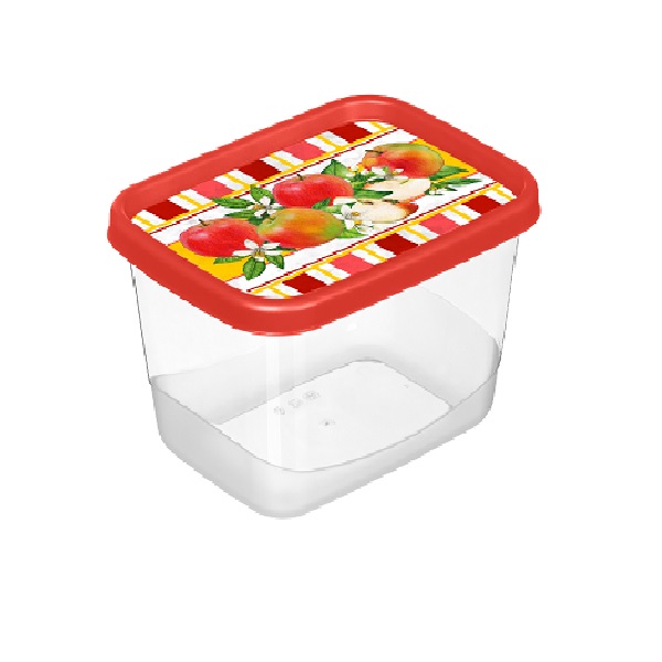 Контейнер для продуктов прямоугольный 1,5л с декором "Сицилия" (красный)