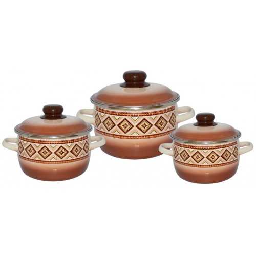 Набор №02 кастрюль ШОКОЛАД  2,0/3,0/4,0л.