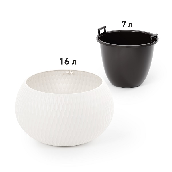 Кашпо "Жемчужина" 7/16л (со вставкой) (белый)