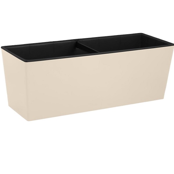 Ящик балконный 40см London Cube с дренажной вставкой калифорн.миндаль (то)