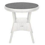 Стол круглый со стеклом RATTAN Ola Dom 700х700х720мм (белый)