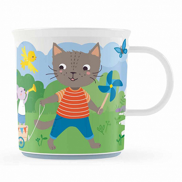 Кружка детская с декором 0,2л (голуб.) и нескользящим дном (то)