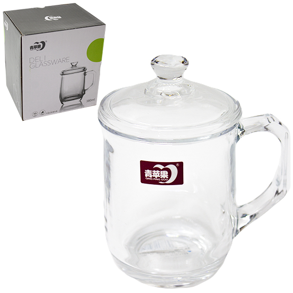 Кружка с крышкой стеклянная