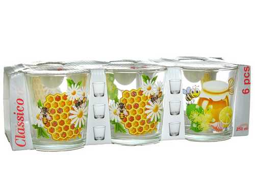 Набор стаканов 6шт. 250 мл "Ода" Мед (низкий)