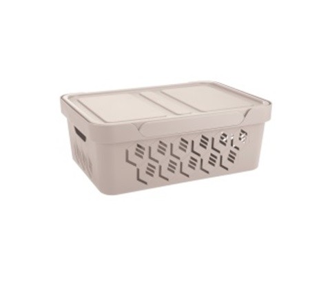 Ящик универсальный с крышкой "DELUXE" 380х276х140мм 12л (светло-бежевый) (то)