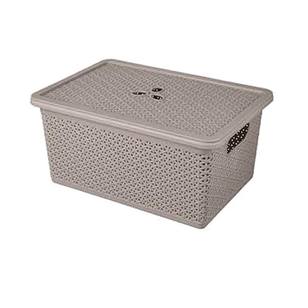 Корзина универсальная "Wenge" прямоугольная 20л, 430х300х205мм с крышкой (серый)