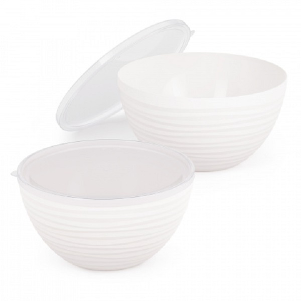 Набор чаш "Оазис" 2,5л и 4л (с крышкой) белый  (то)