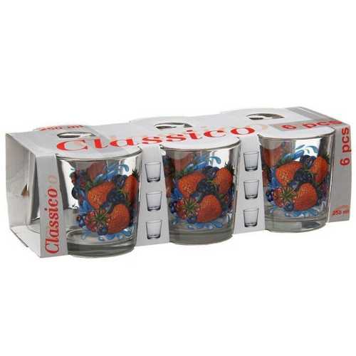 Стакан "Ягоды" серия "Ода"250 мл (низкий). Набор из 6 шт.