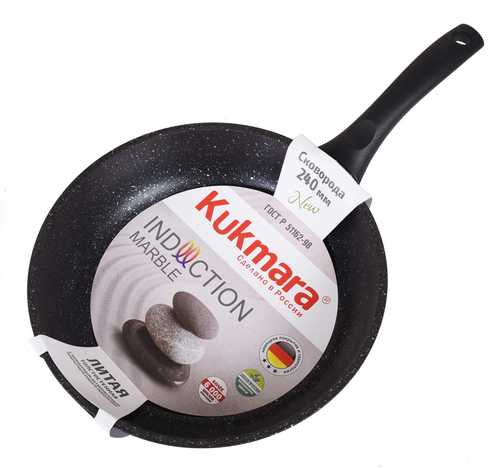 Сковорода 240мм с ручкой АП, (темный мрамор), линия "Marble Induction"