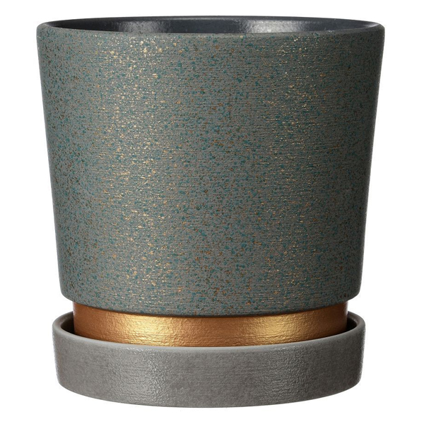 Горшок Лакшери зеленый золото платан №3