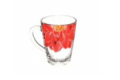 Кружка  300 мл "Капучино"  Георгин красный половинка