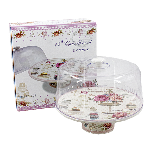 Тортовница на ножке керамическая 30см, с крышкой