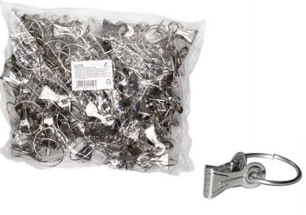 Кольцо с зажимом крокодил, 90шт, металлическое