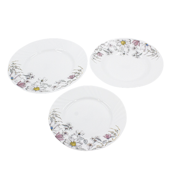 Тарелки из стеклокерамики 18шт (суповая d-23см - 6шт / обеденные d-20см и d-25см - по 6шт)