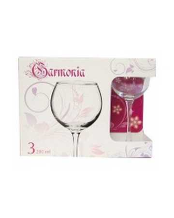 Набор из 3-х бокалов для вина Гармония 280мл (розовая) 1688