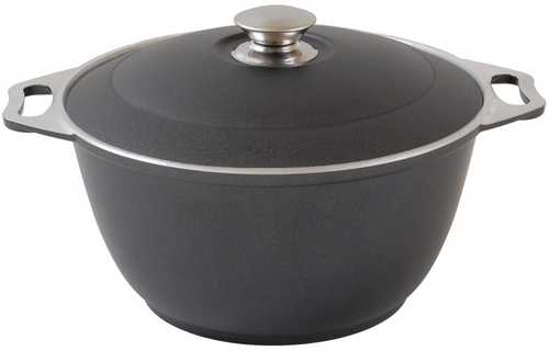 Кастрюля алюм литая  4,0л алюм/кр черн ТМ KUKMARA