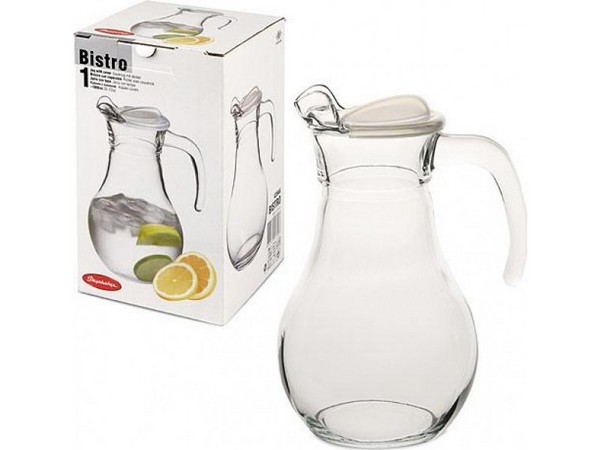 Кувшин BISTRO V=1000 мл с прозр. пластиковой крышкой
