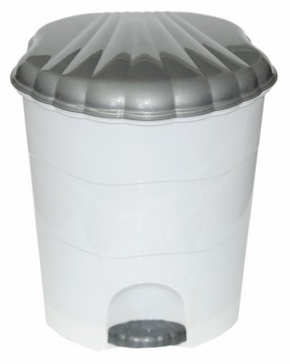 Ведро для мусора с педалью 7л (бел/св.-серый металл)