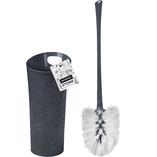 Набор для туалета Stone высокий (ершик + подставка) темный камень (то)