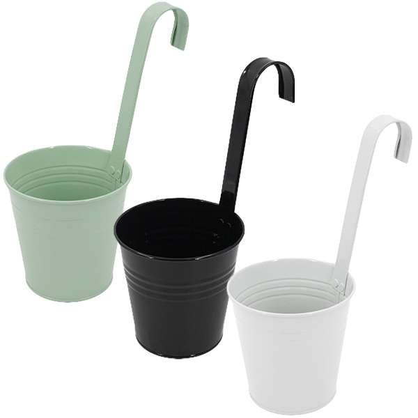 Кашпо-горшок для цветов Ø-13см h крючка - 30см металлическое, подвесное 