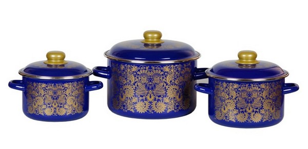 Набор №19  кастр. "Узор" (2,0л/3,0л/5,5л) синий