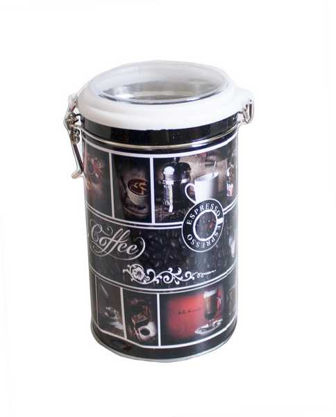 Банка для хранения сыпучих продуктов Ф105мм, h-190, с защелкой (металл) 1,5л