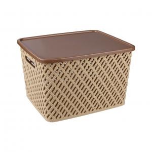 Корзина "Плетенка" 350х290х225 с крышкой (бежевый)