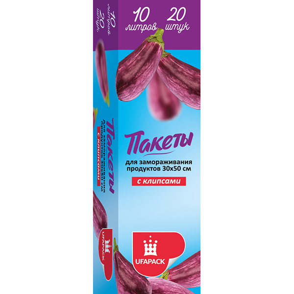 Пакеты д/ЗАМОРАЖИВАНИЯ в коробке "Уфа ПАК"  10 литров 30*50  20шт/рул. (24)