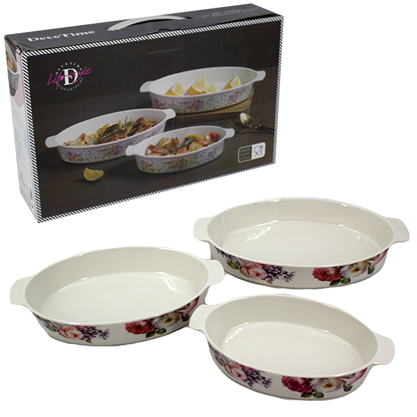 Форма для запекания керамическая, набор 3шт (36*23*6см / 31*20*5см / 27*17*5см)