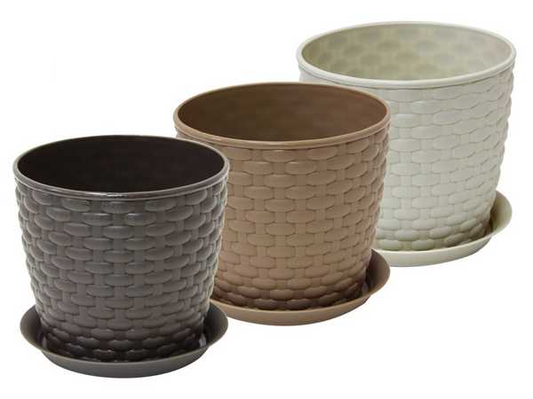 Кашпо РОТАНГ D135мм 1л с поддоном