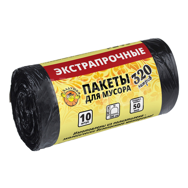 Пакеты для мусора двухслойные ЭКСТРА 320л 10шт 50мкр Пакеты для мусора двухслойные ЭКСТРА 320л 10шт 50мкр