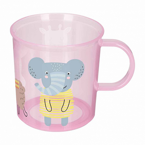 Кружка детская с декором и нескользящим дном 200мл (Розовый)(то)