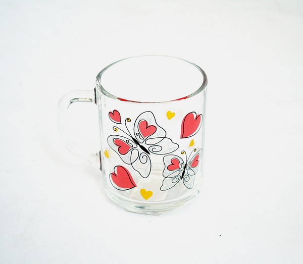 Кружка 200 мл  "Зеленый чай" Бабочки с сердечками