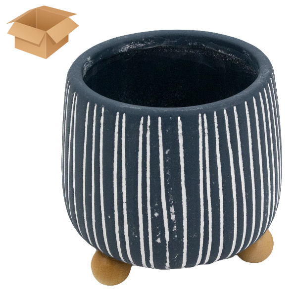 Кашпо керамическое ЛУКРЕЦИЯ синее 11*11*12см, на деревянных ножках