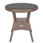 Стол круглый со стеклом RATTAN Ola Dom 700х700х720мм (серый)