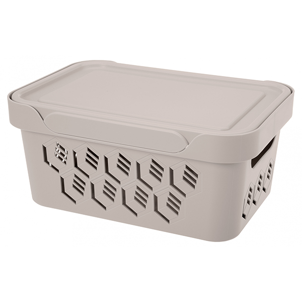 Ящик универсальный с крышкой "DELUXE" 270х190х120мм 4,6л (св.бежевый) (то)