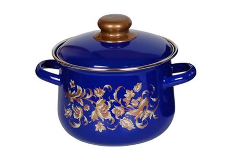 Кастрюля 2л конич. Драгоценная синяя, черная