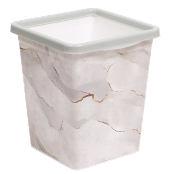 Ведро для мусора с фиксатором 8,5л квадратное "Белый Мрамор" (то)